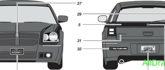 Dodge Magnum SRT8 (2006) (Додж Магнум СРТ8 (2006)) - чертежи (рисунки) автомобиля